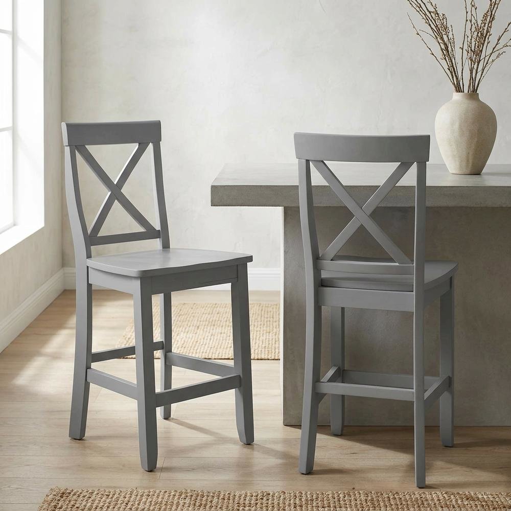 Counter Height Bar Stool Set with X-Back Design in Stylish Finish. Picture 2