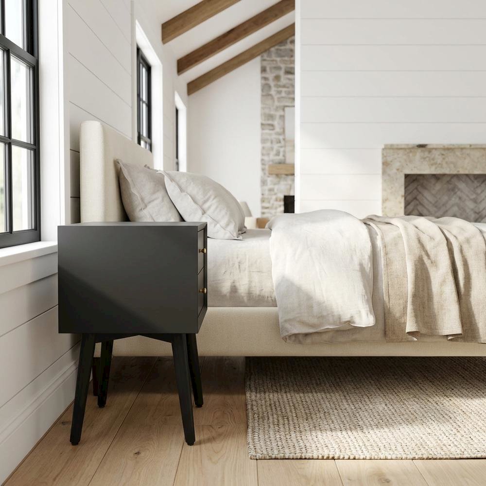 Wooden Nightstand with MDF and Poplar Veneer Finish for Modern Bedroom Style. Picture 2