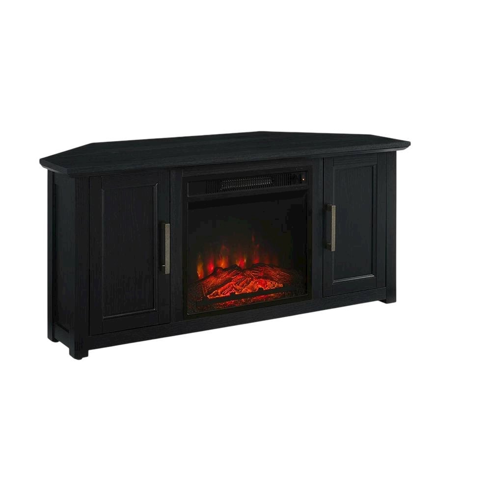 Corner Fireplace TV Stand for 50+ Inch Screens with Storage Shelves. Picture 1