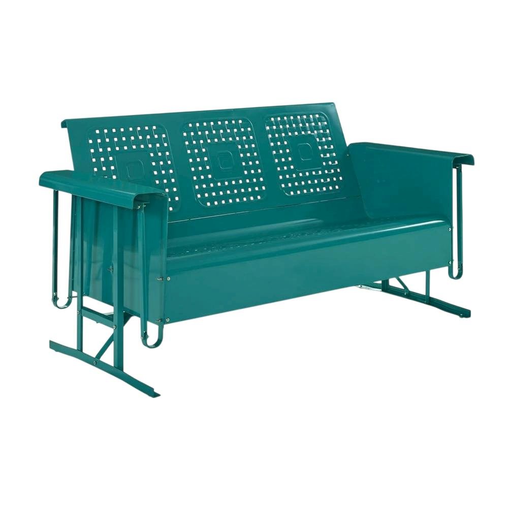 Turquoise Outdoor Sofa Glider with Comfortable Arm and Backrest. Picture 1
