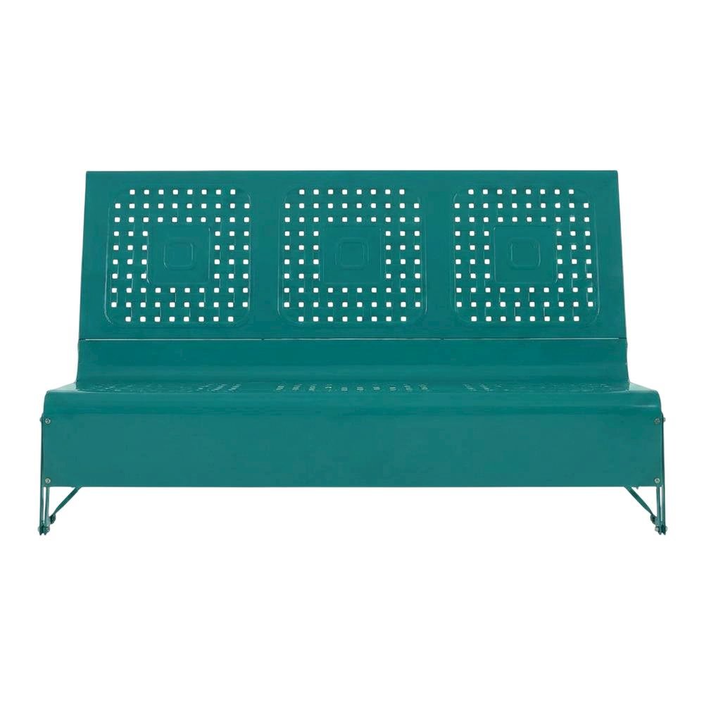 Turquoise Outdoor Sofa Glider with Comfortable Arm and Backrest. Picture 4