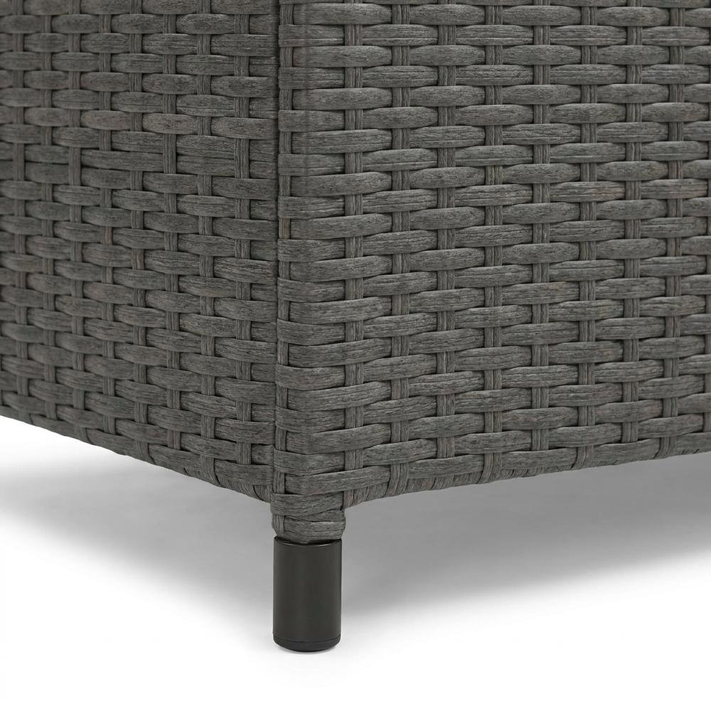 Weathered Gray Wicker Storage Bin for Outdoor Use with Anti-Tip Hardware. Picture 6