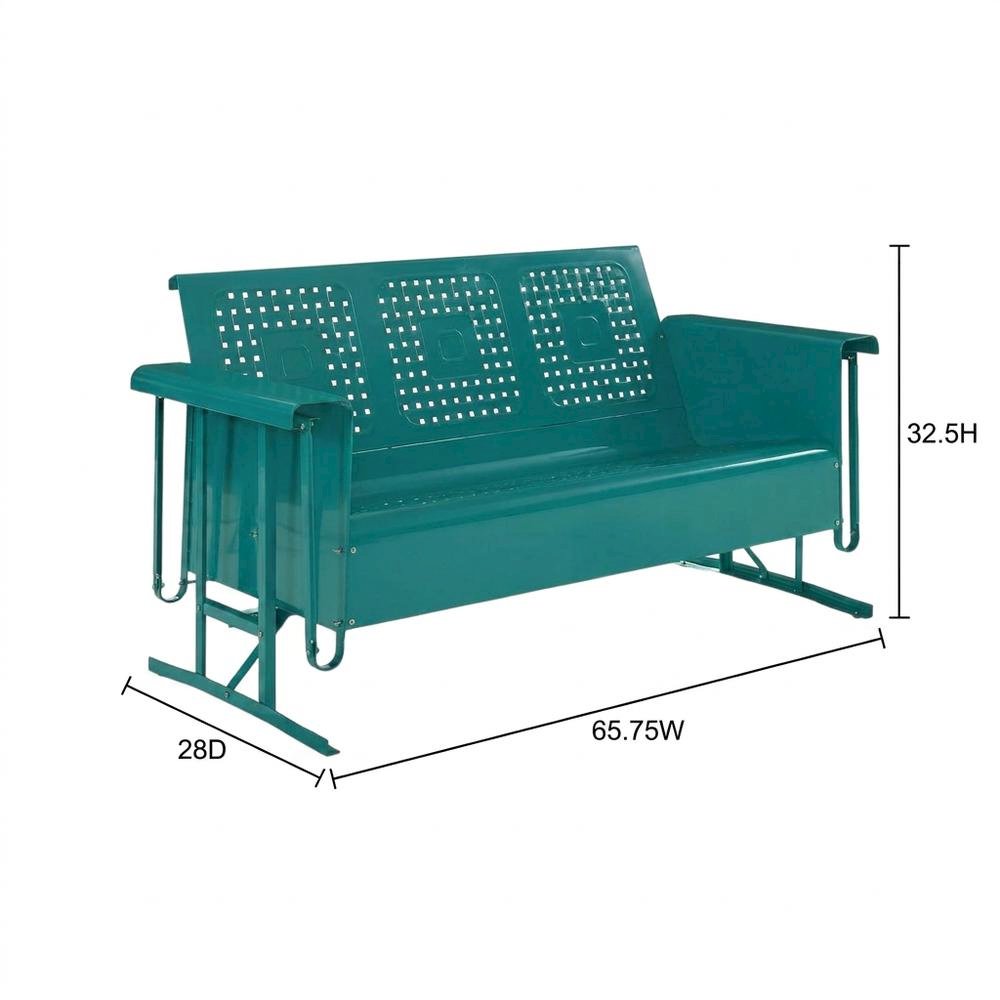 Turquoise Outdoor Sofa Glider with Comfortable Arm and Backrest. Picture 7