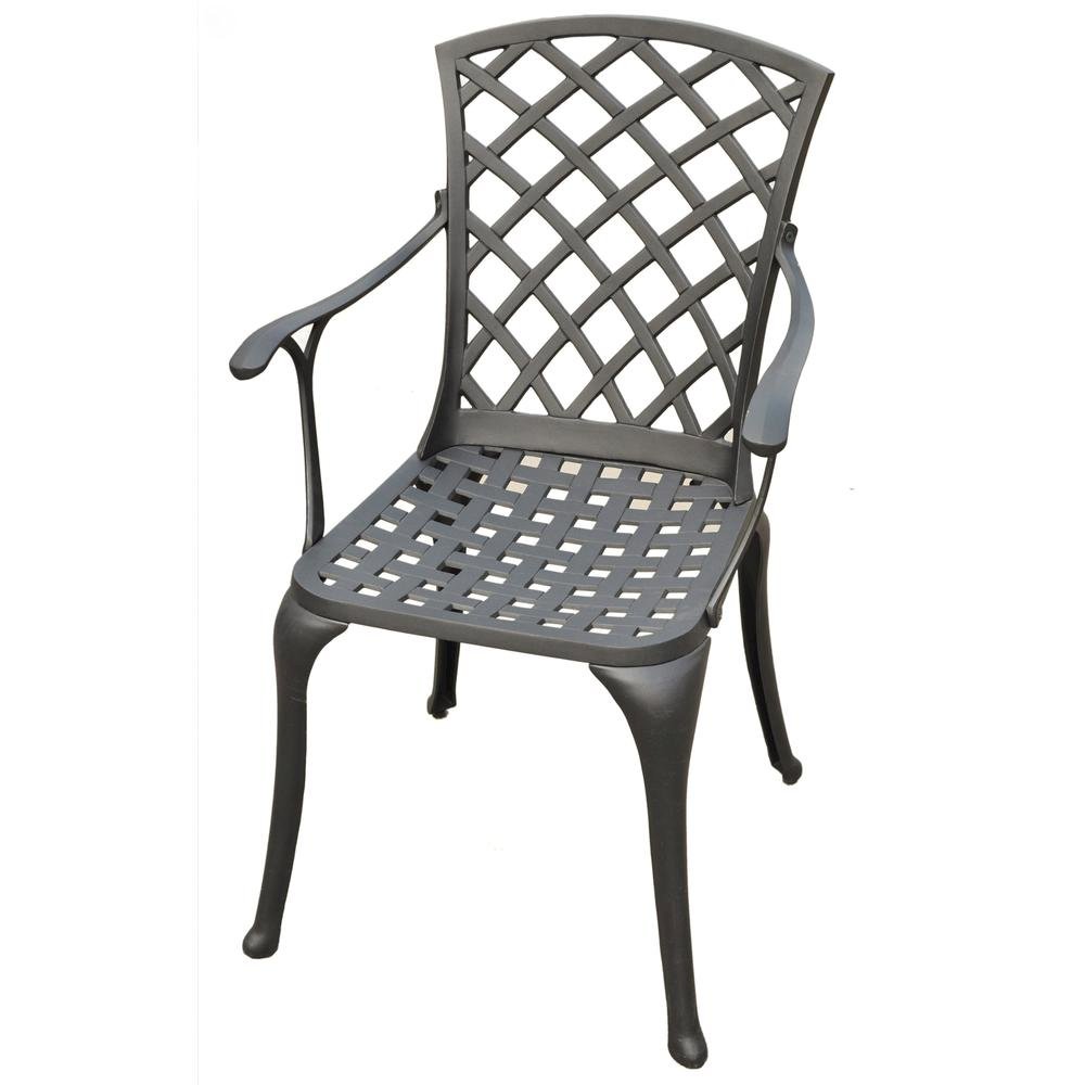 Black outdoor armchair set with high backrests and sturdy construction. Picture 1