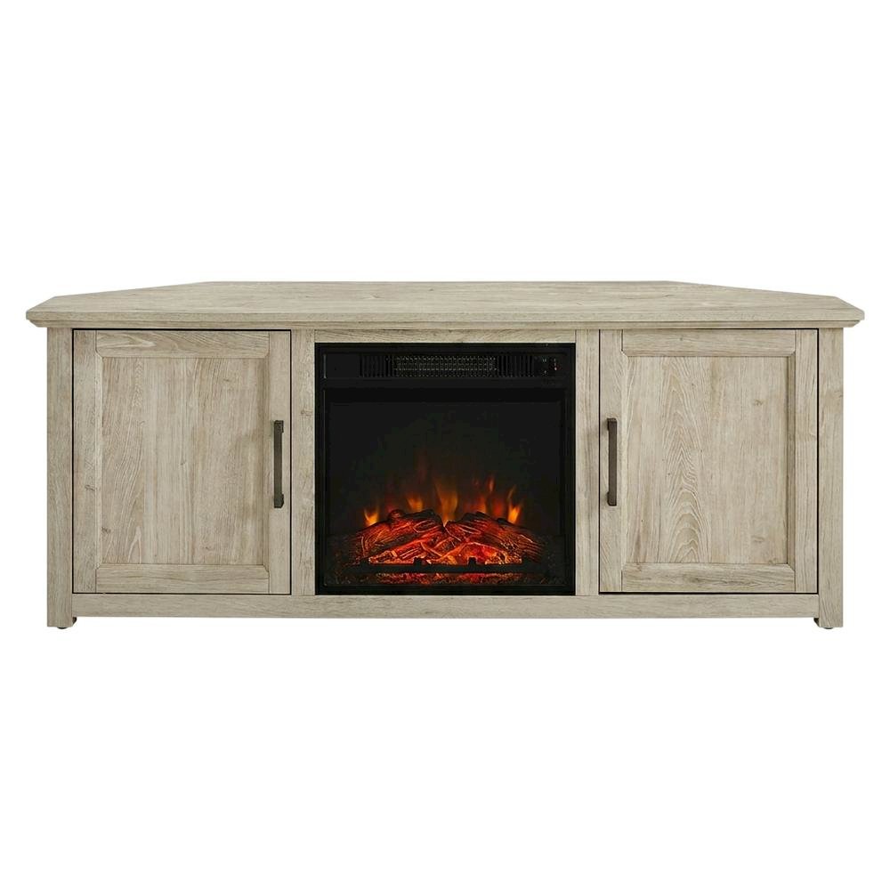 Black Corner Fireplace TV Stand for 65+ Inch Flat Screens with Ample Storage. Picture 4