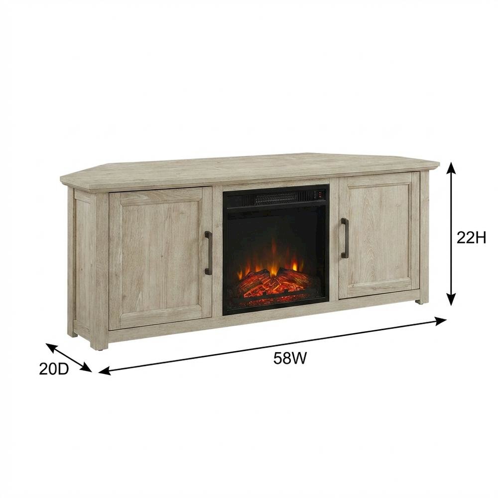 Black Corner Fireplace TV Stand for 65+ Inch Flat Screens with Ample Storage. Picture 7