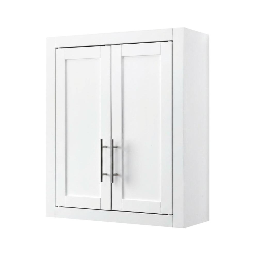 White Wall-Mount Storage Cabinet, MDF Birch Veneer, 22 Inch Wide. Picture 1