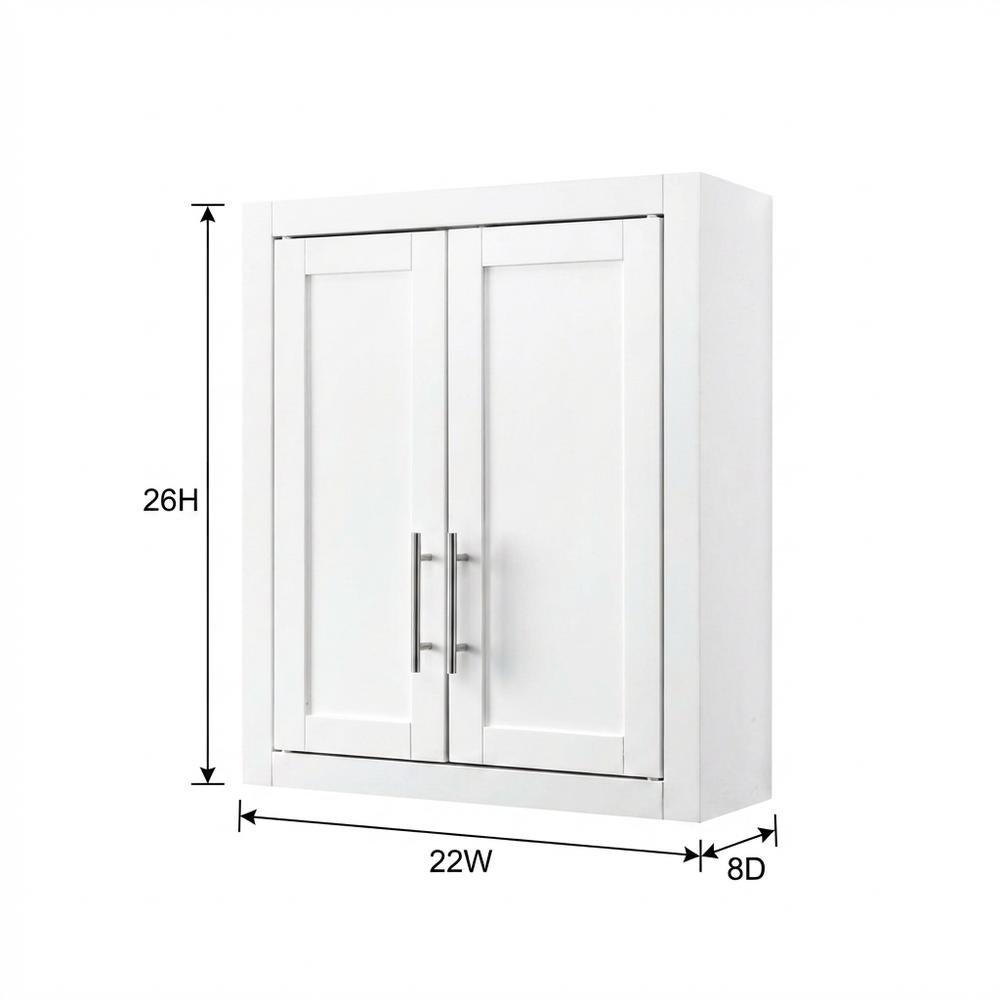 White Wall-Mount Storage Cabinet, MDF Birch Veneer, 22 Inch Wide. Picture 7