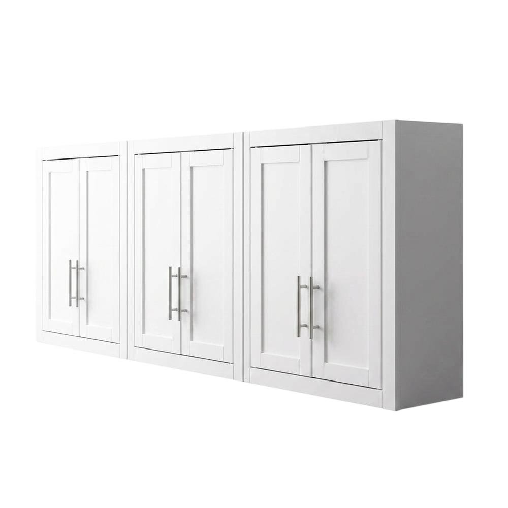 White 3-Piece Wall Storage Cabinet Set, MDF Birch Veneer. Picture 1