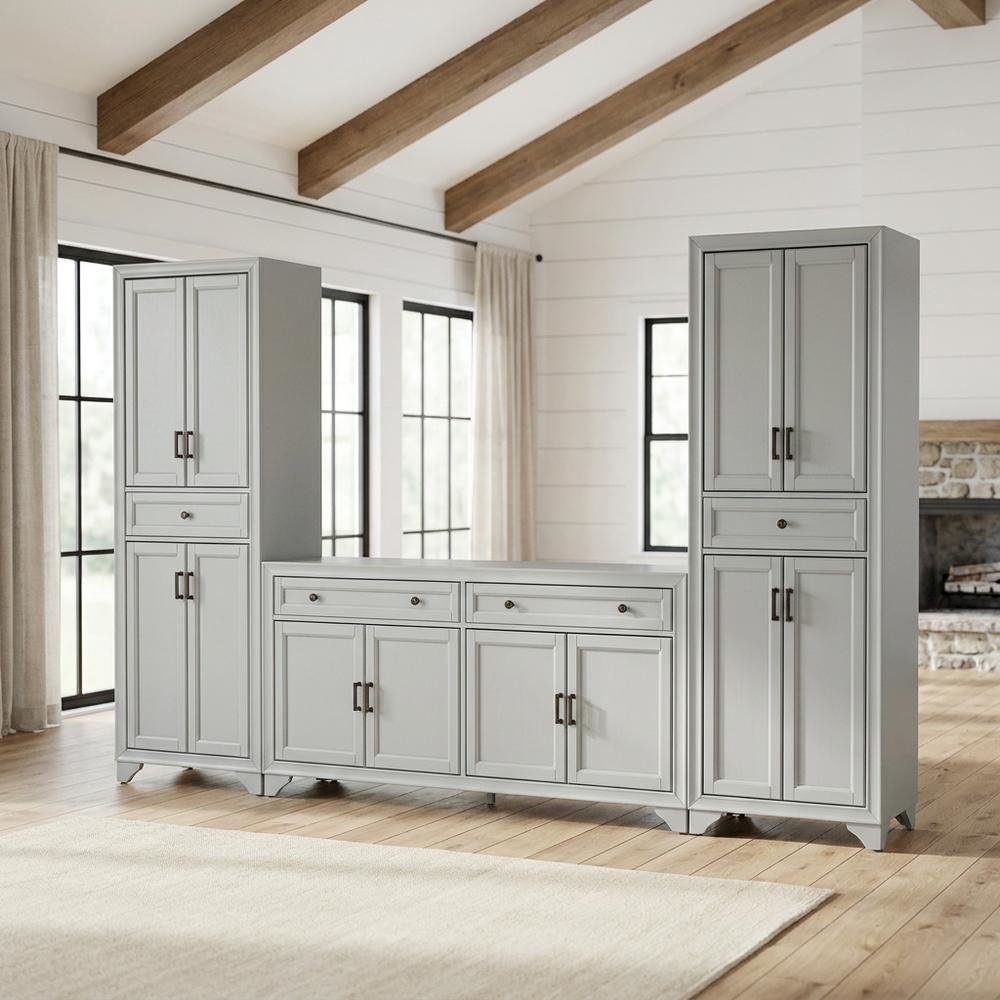 3-Piece Sideboard and Pantry Set with Anti-Tip and Ample Storage. Picture 2