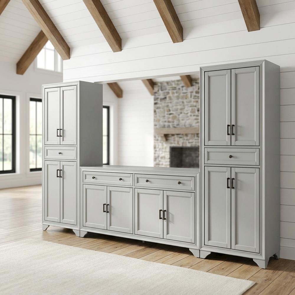3-Piece Sideboard and Pantry Set with Anti-Tip and Ample Storage. Picture 3