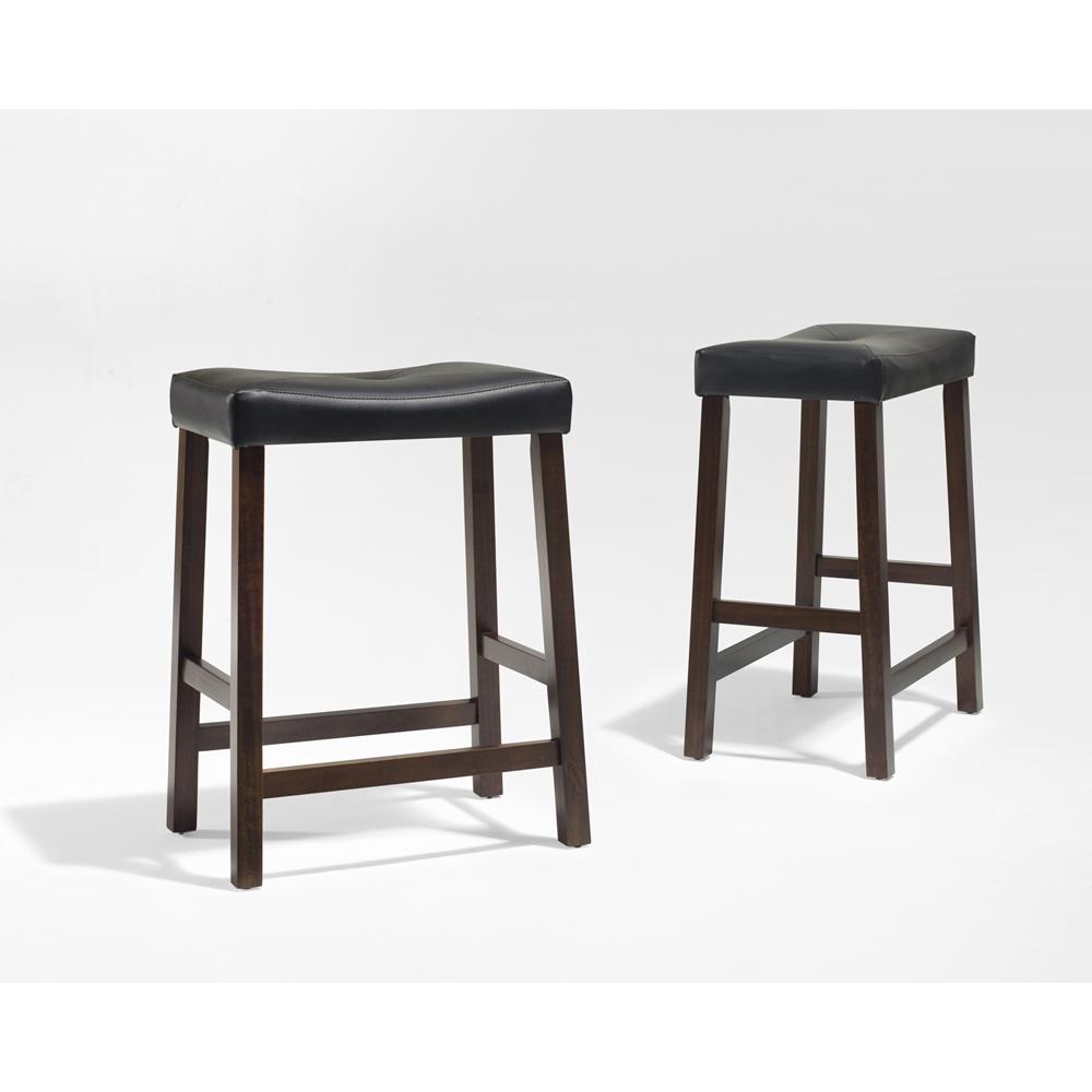 Upholstered Saddle Seat 2Pc Counter Height Bar Stool Set. Picture 2