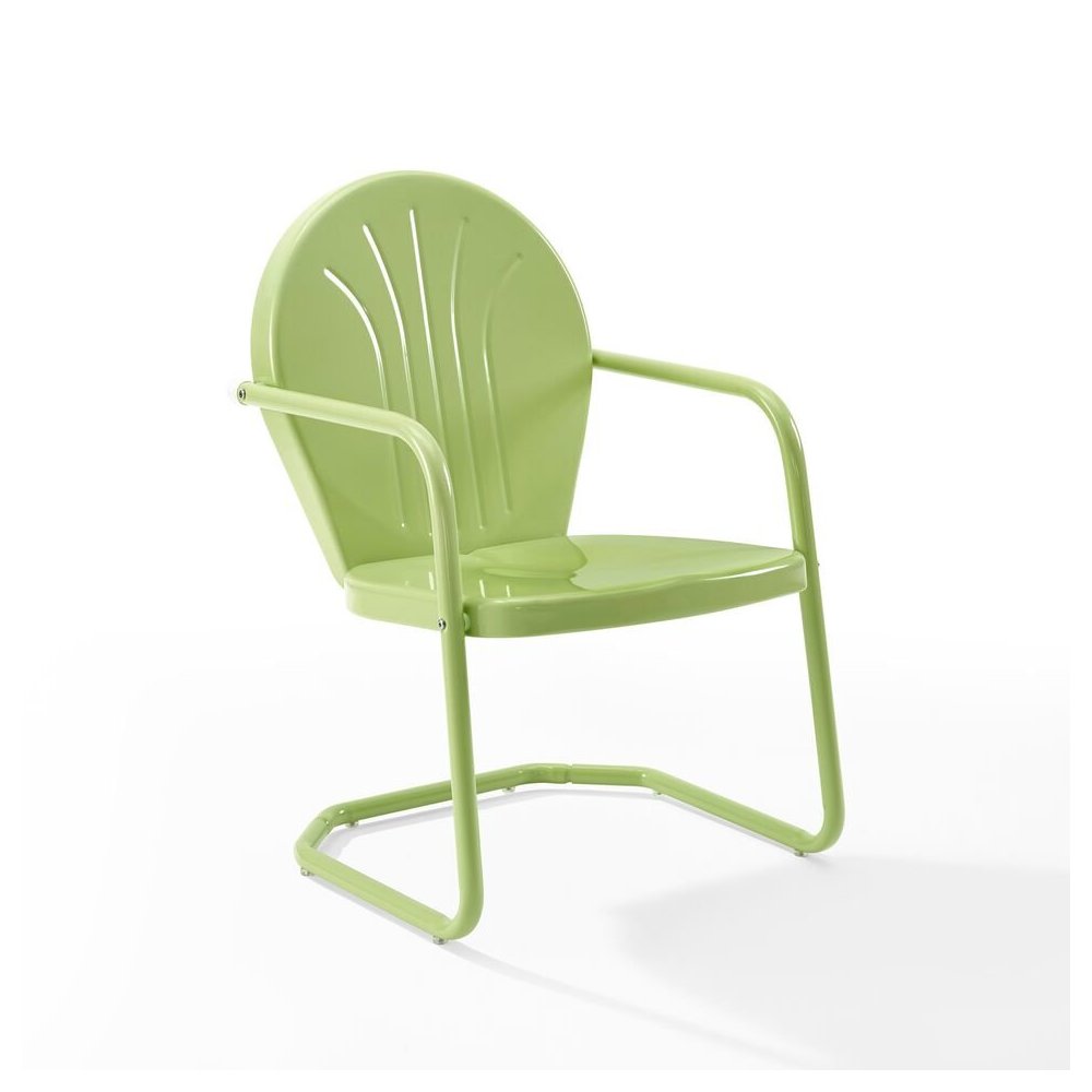 Key Lime Green Metal Patio Chair with Gloss Finish – Decorative Retro Style. Picture 4