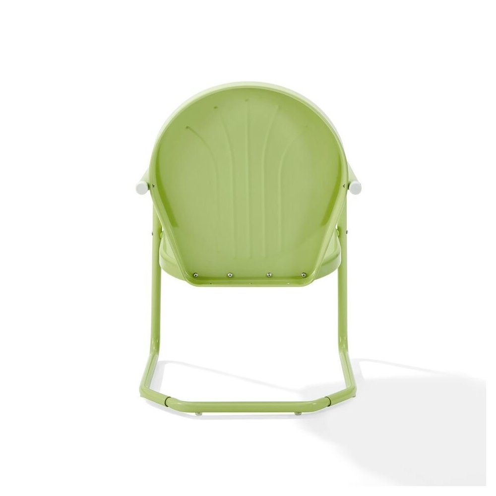 Key Lime Green Metal Patio Chair with Gloss Finish – Decorative Retro Style. Picture 5