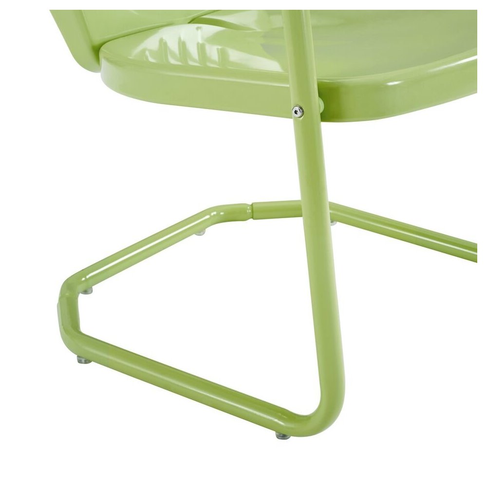 Key Lime Green Metal Patio Chair with Gloss Finish – Decorative Retro Style. Picture 6
