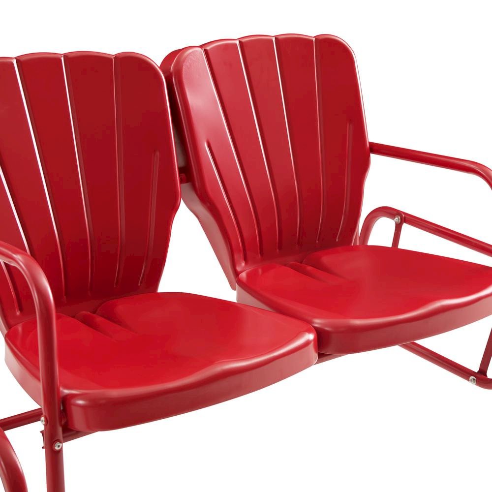 Red Outdoor Loveseat Glider – Retro Furniture Seating for Two People. Picture 5