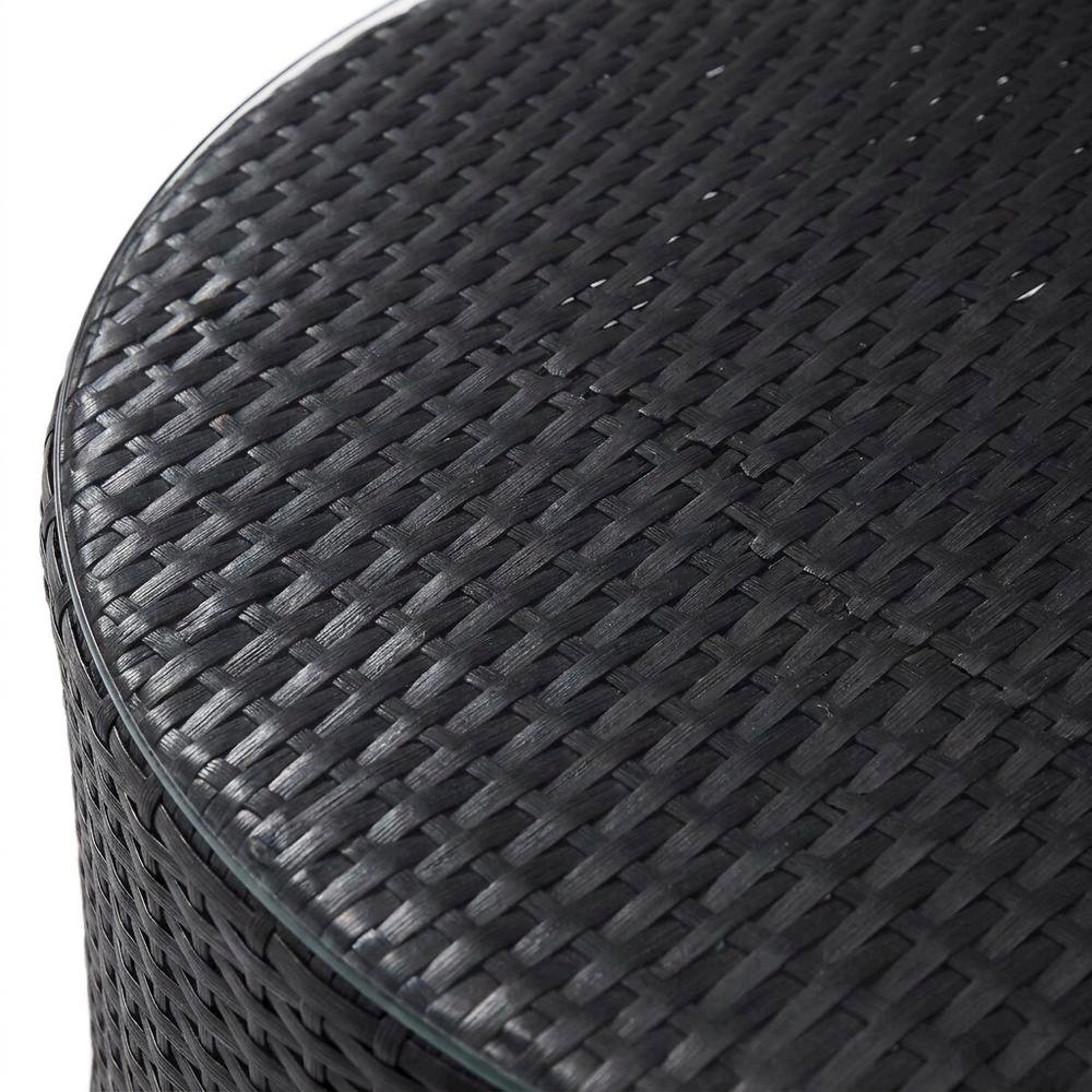Wicker Round Coffee Table for Outdoor Patio Lounge with 33 lb Weight. Picture 5