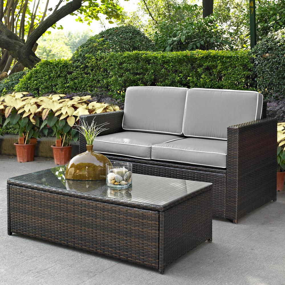 Palm Harbor 2Pc Outdoor Loveseat Patio Furniture Set, Loveseat & Coffee Table. Picture 8