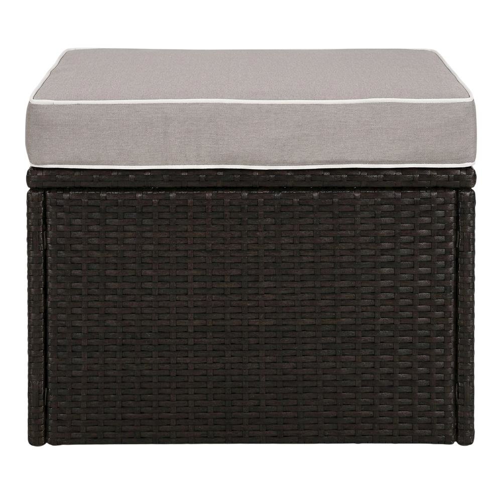 Wicker Ottoman with Brown Finish for Outdoor Living Durable Seat Rugged Design. Picture 4