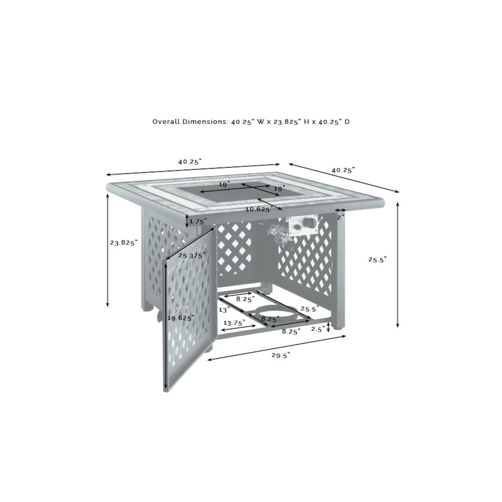 5Pc Outdoor Loveseat Set W/ Fire Table, Loveseat, Side Table, 2 Armchairs. Picture 18