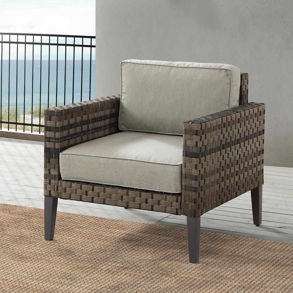 Prescott Outdoor Wicker Armchair Taupe/Brown. Picture 25