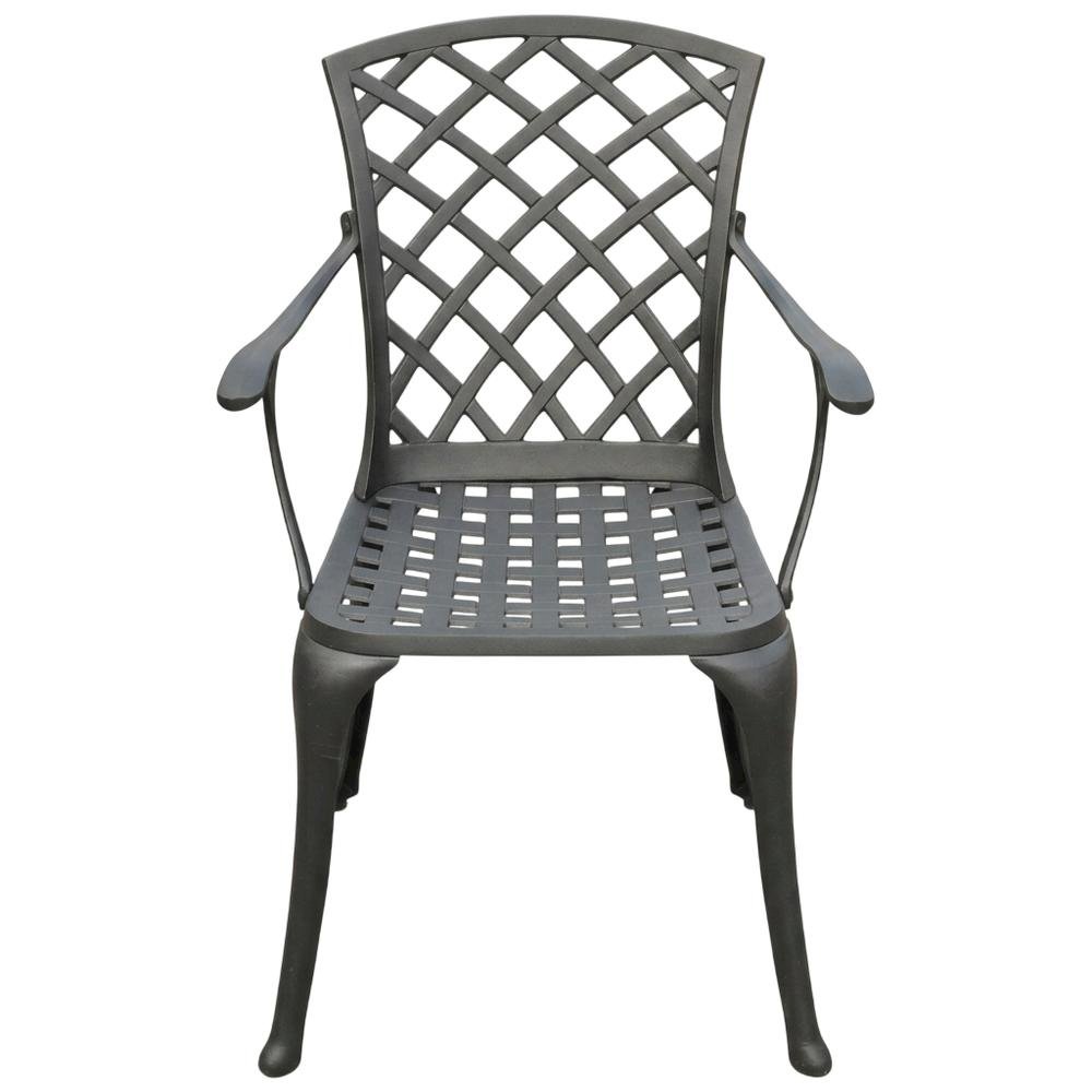 Black outdoor armchair set with high backrests and sturdy construction. Picture 3