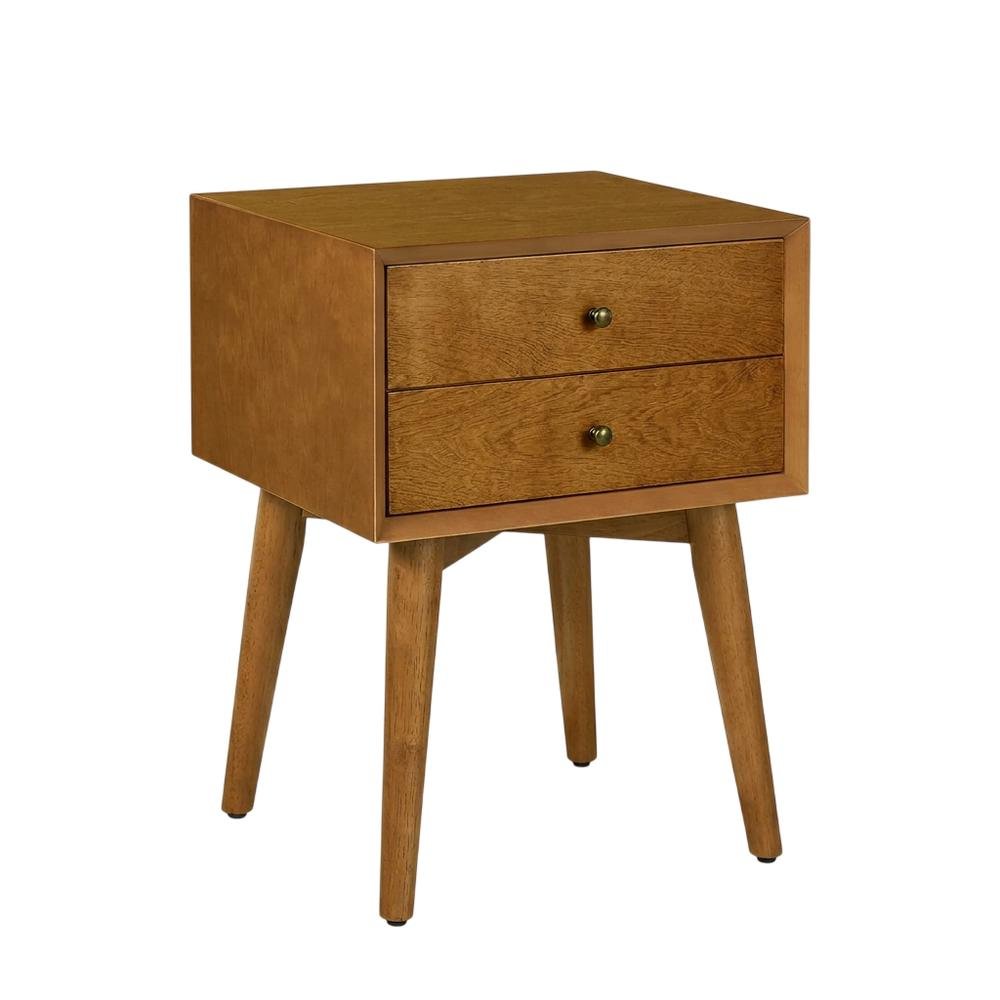 Modern nightstand with MDF and solid wood finish for bedroom storage. Picture 1