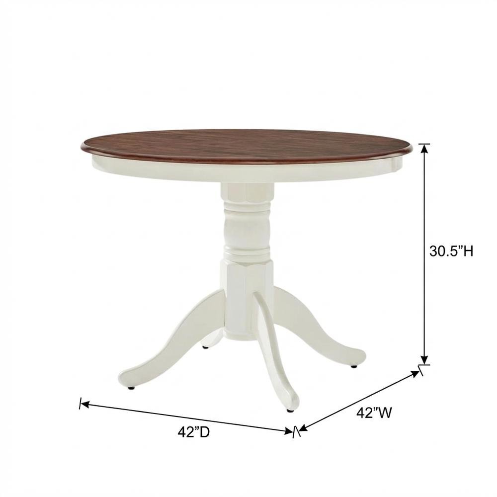 Distressed White Round Dining Table, Farmhouse Style, Seats 4. Picture 7