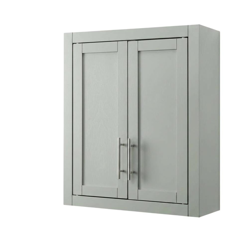 Gray Wall-Mount Storage Cabinet, MDF Birch Veneer, 22 Inch Wide. Picture 1
