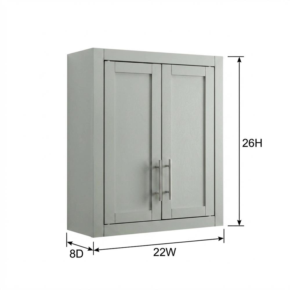 Gray Wall-Mount Storage Cabinet, MDF Birch Veneer, 22 Inch Wide. Picture 7