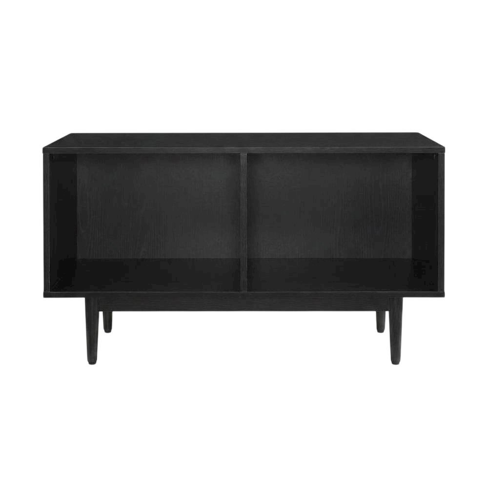 Black Record Player Stand with Vinyl Storage Shelves. Picture 4