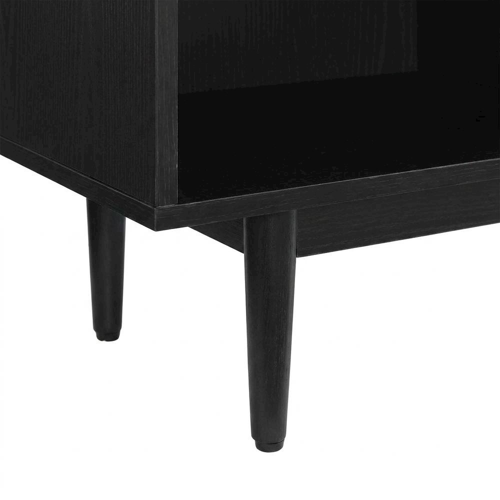 Black Record Player Stand with Vinyl Storage Shelves. Picture 6
