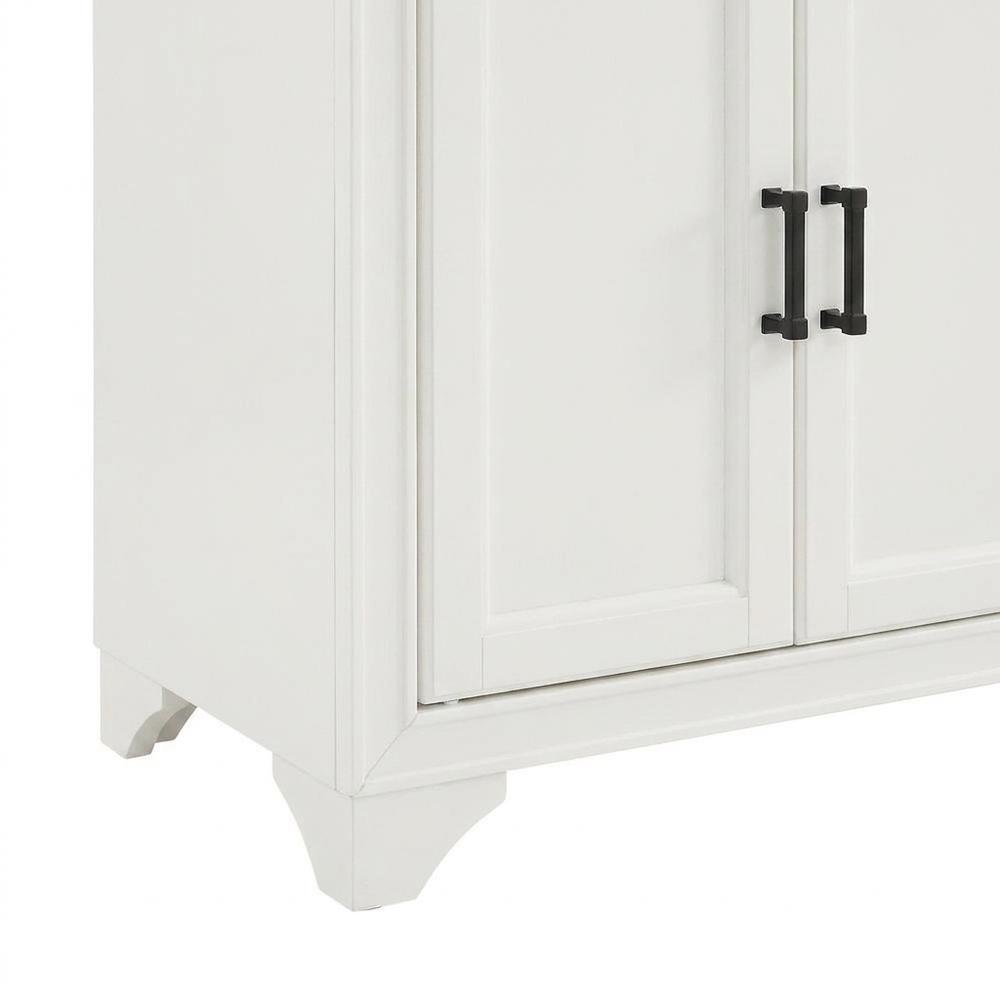 3-Piece Sideboard and Pantry Storage Set in White with Anti-Tip Mechanism. Picture 6