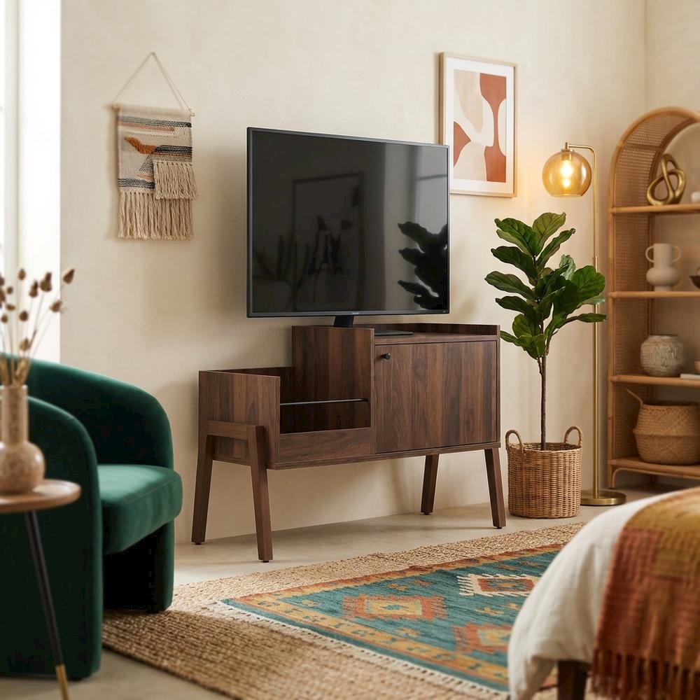 Vintage-inspired ecord player cabinet with vinyl storage and sleek finish. Picture 3