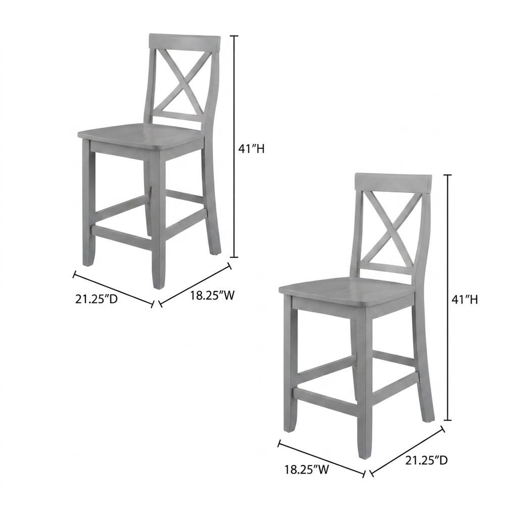 Counter Height Bar Stool Set with X-Back Design in Stylish Finish. Picture 6