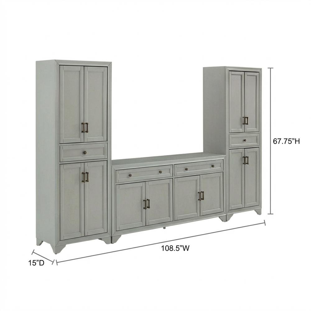 3-Piece Entertainment Center with Sideboard and Storage Pantries. Picture 7