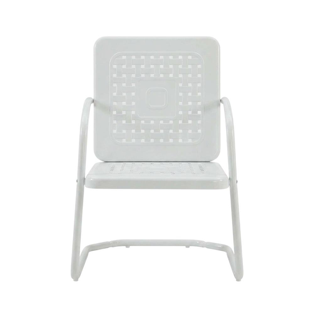 White outdoor armchair duo with sturdy construction and comfortable seating. Picture 6