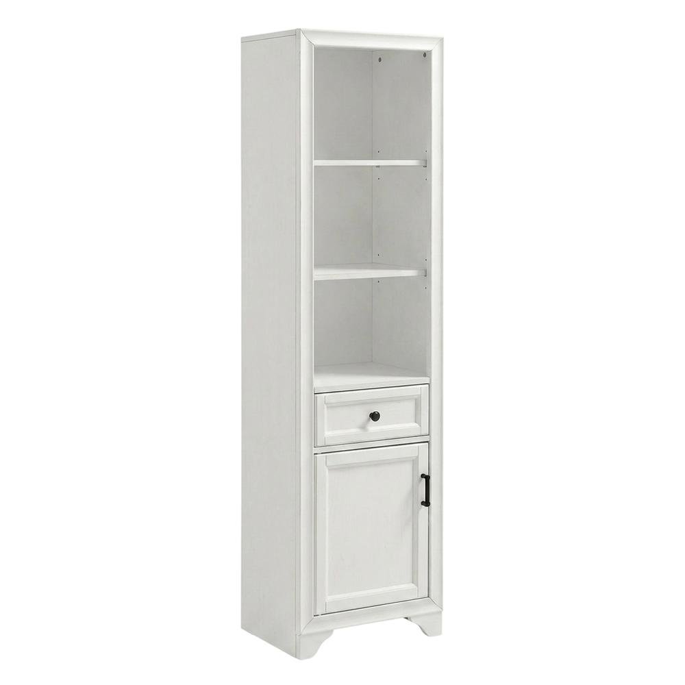 White linen cabinet with anti-tip hardware and sturdy construction. Picture 1
