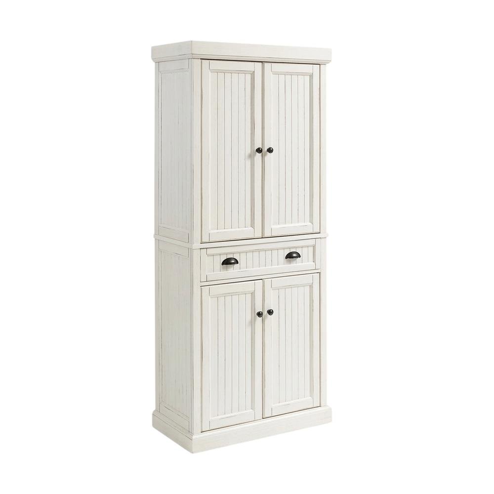 White kitchen pantry cabinet with anti-tip safety feature, sturdy construction. Picture 3