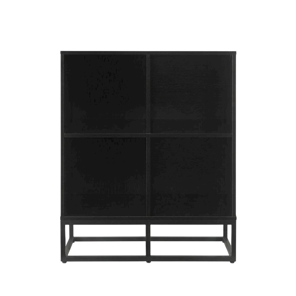 Dark Wood Finish 4-Cube Record Player Stand with Vinyl Storage. Picture 4