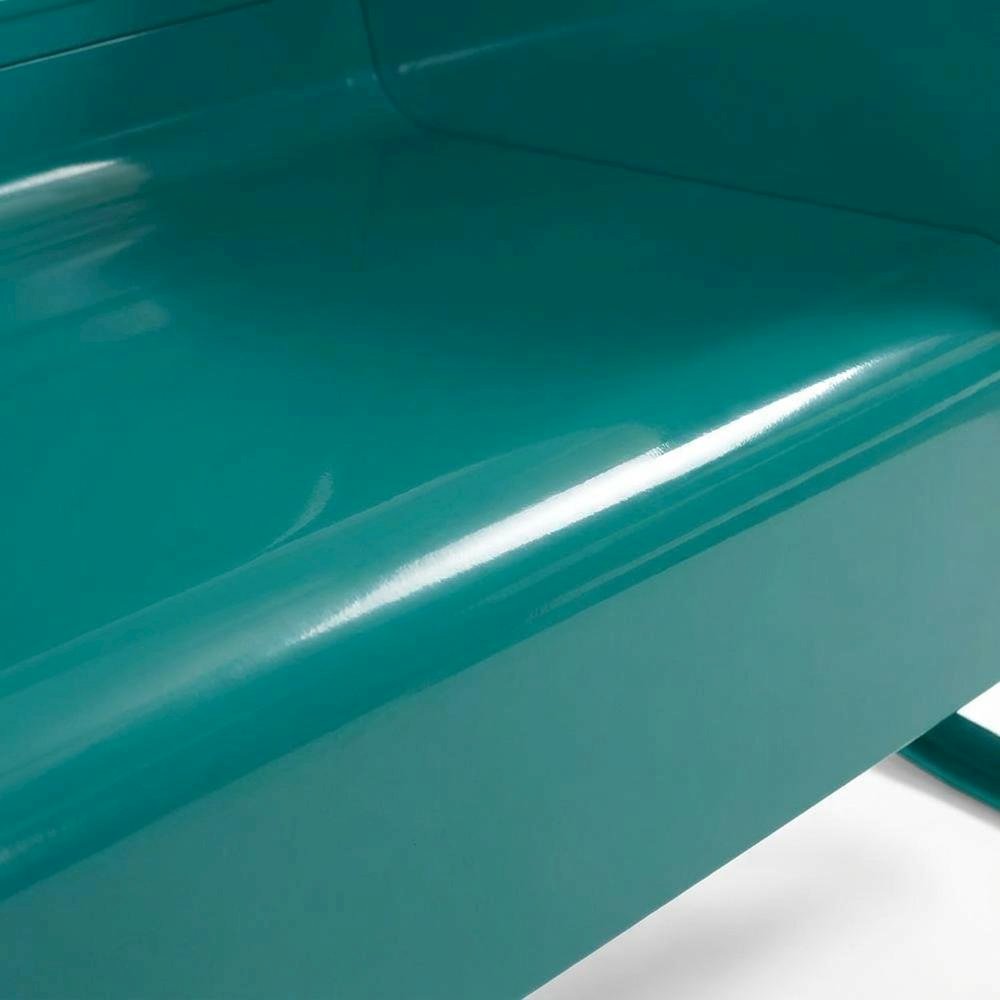 Turquoise Outdoor Loveseat Glider with Anti-Tip Hardware and Durable Frame. Picture 6