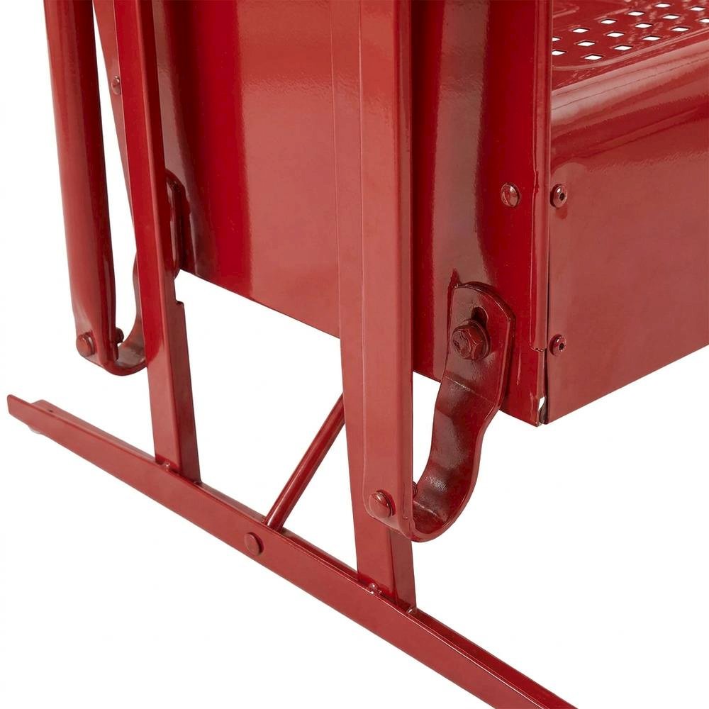 Red outdoor sofa glider with sturdy frame and comfortable seating for three. Picture 6