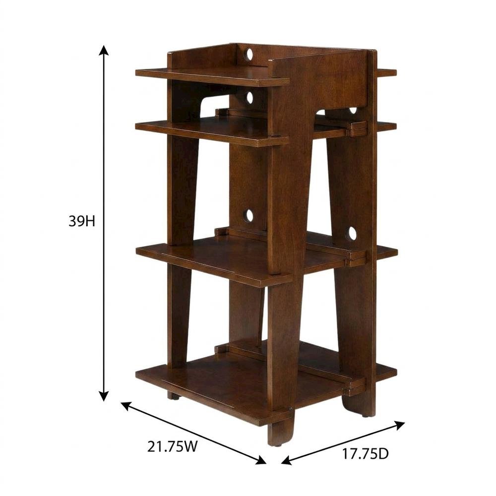 Brown turntable stand with anti-tip hardware and sturdy construction. Picture 7