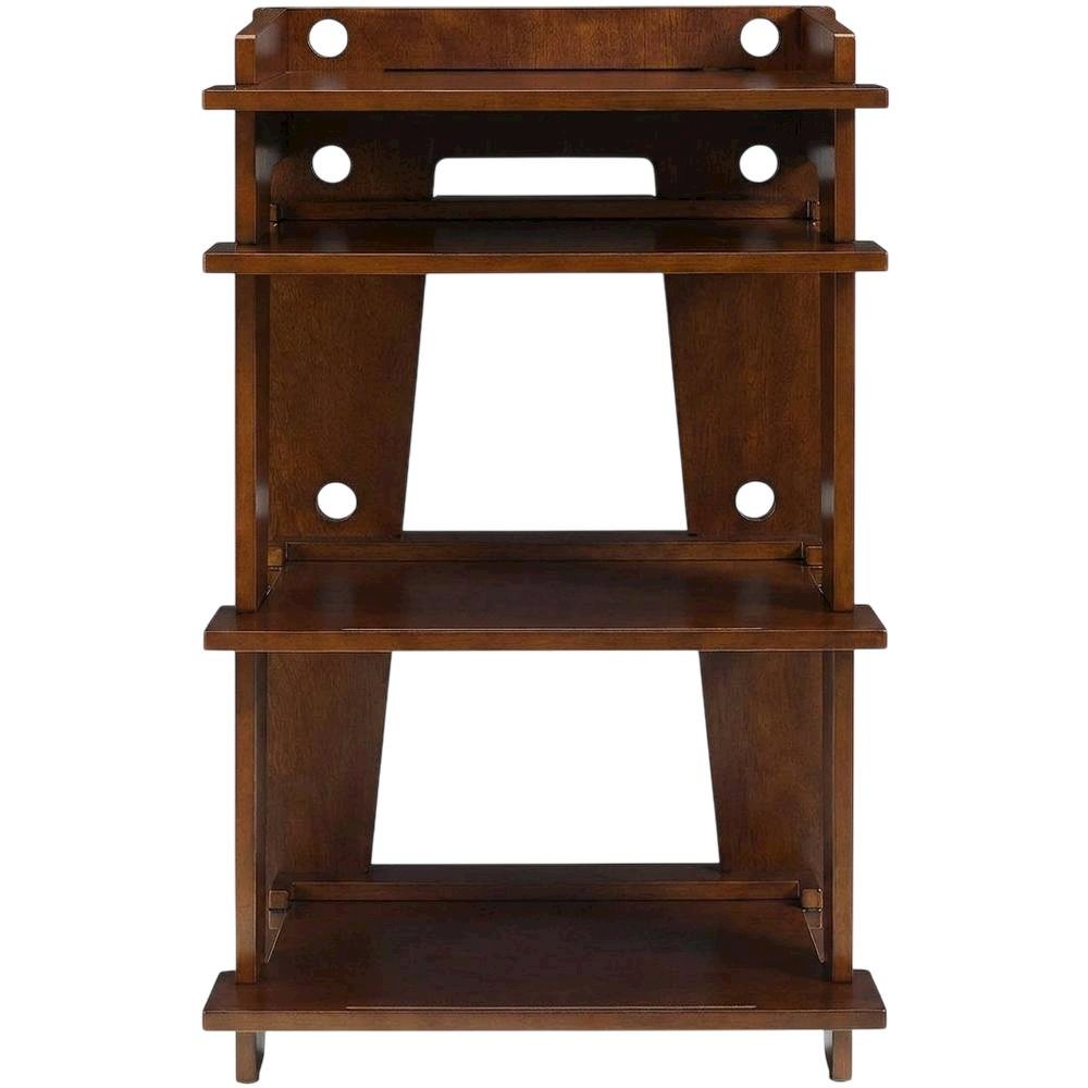 Brown turntable stand with anti-tip hardware and sturdy construction. Picture 4