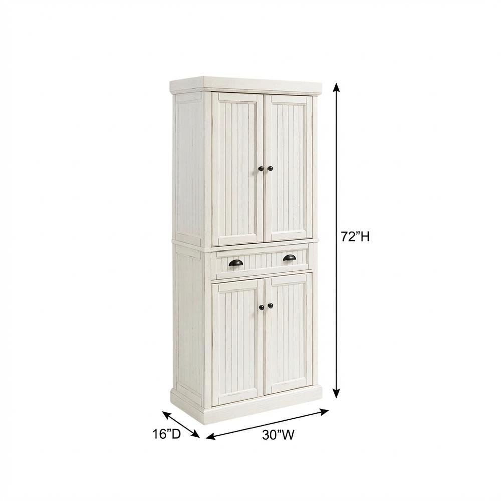 White kitchen pantry cabinet with anti-tip safety feature, sturdy construction. Picture 5