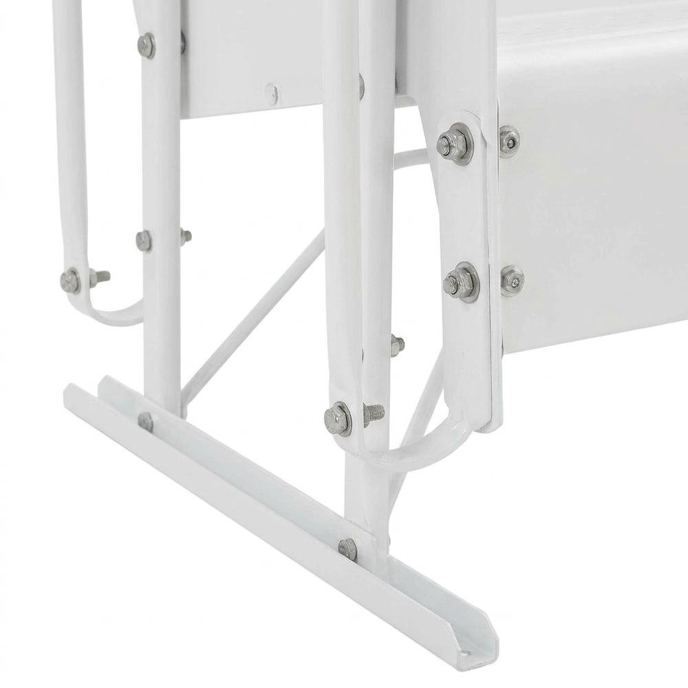 White outdoor sofa glider with anti-tip hardware and 3-seat capacity. Picture 6