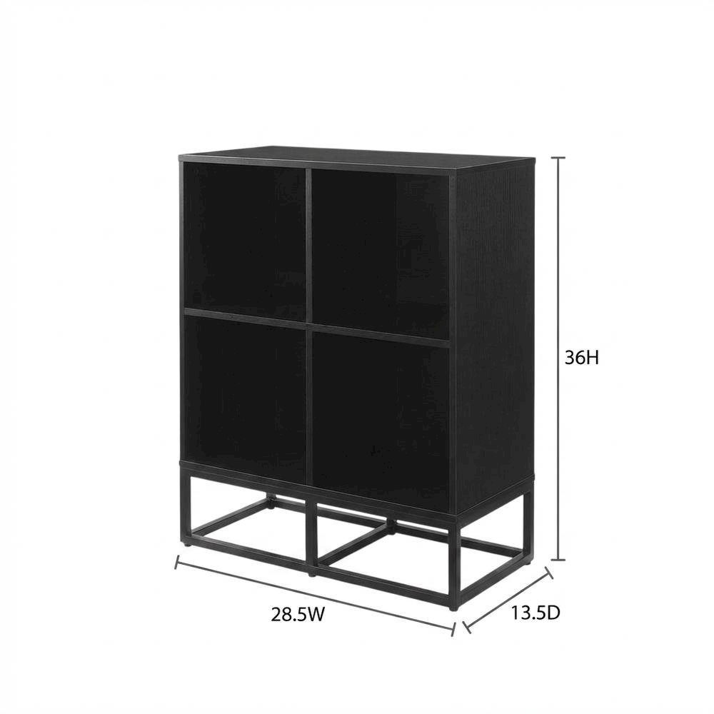 Dark Wood Finish 4-Cube Record Player Stand with Vinyl Storage. Picture 7