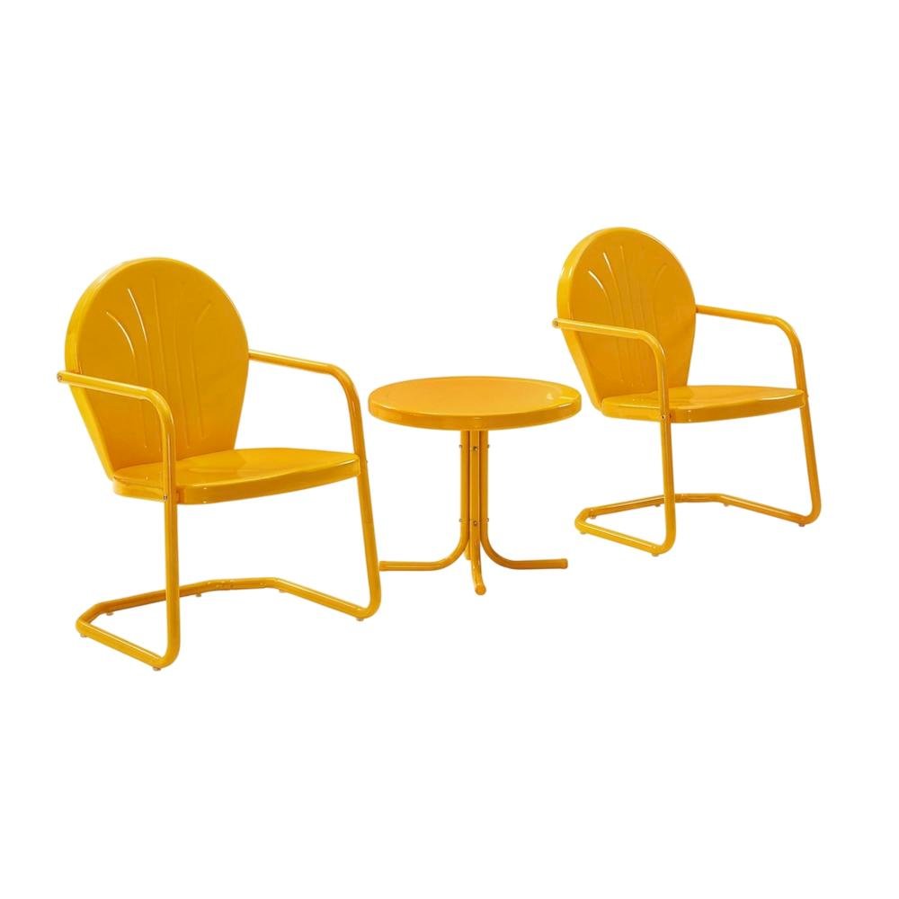 Tangerine Outdoor Chat Set with 2 Chairs and Side Table for Patio Lounge. Picture 1