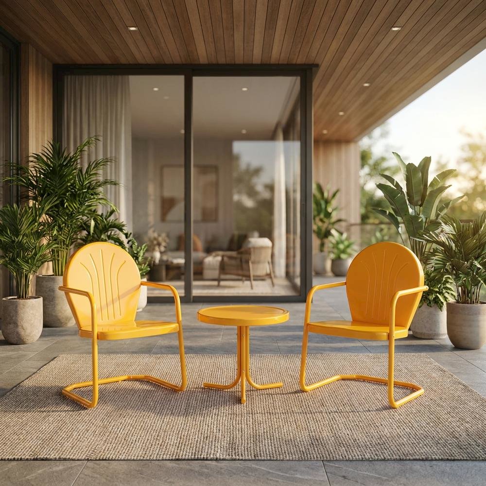 Tangerine Outdoor Chat Set with 2 Chairs and Side Table for Patio Lounge. Picture 3