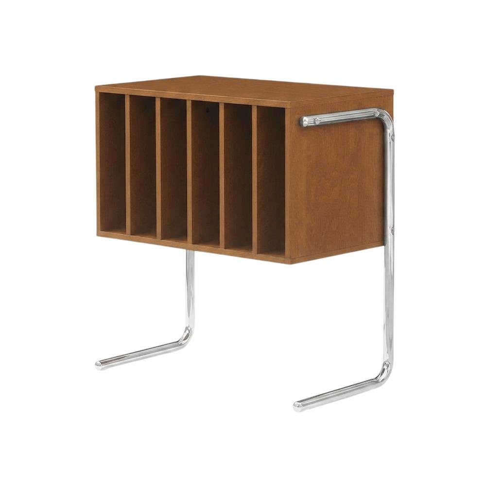 Wooden record player stand with vinyl storage and modern design. Picture 1